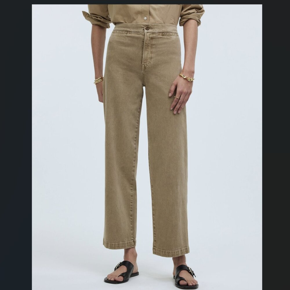 Madewell Women's Emmett Wide-Leg Crop Pant: Welt Pocket Edition Drill Khaki 33 - Picture 2 of 11